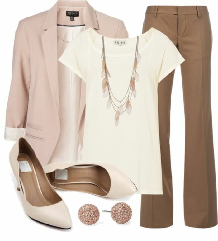 veste-elegant-en-rose-pale-t-shirt-collection-printemps-été-2016-pantalon-beige-talons-hauts
