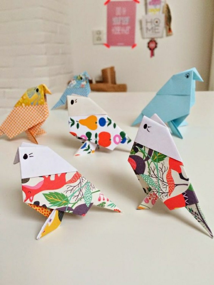 1-animaux-origami-facile-a-faire-pliage-papier-oiseaux-origami-colorés