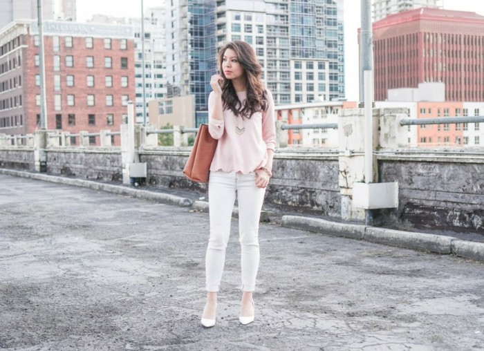 adorable-photo-belle-idée-jeans-blanc-femme-idée-tenue