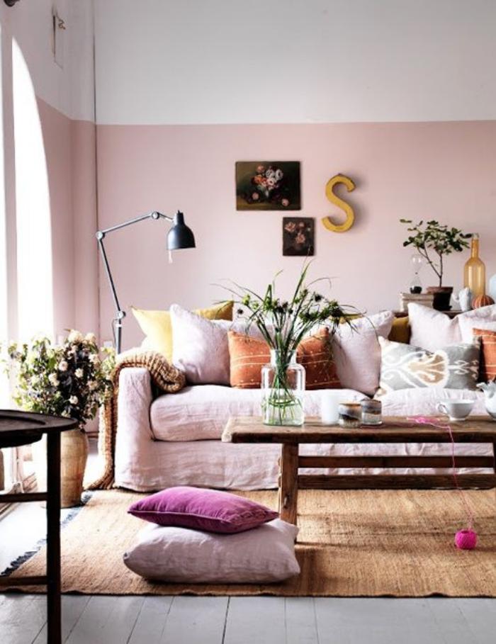 couleur-rose-poudré-salon-unique-décoration-rose