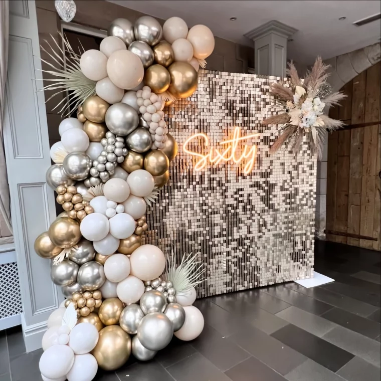 deco party anniversaire 60 ans lettres lumineux herbes sechees