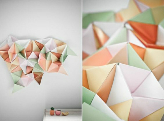 decoration-avec-figures-origami-papier-coloré-pliage-origami-en-papier