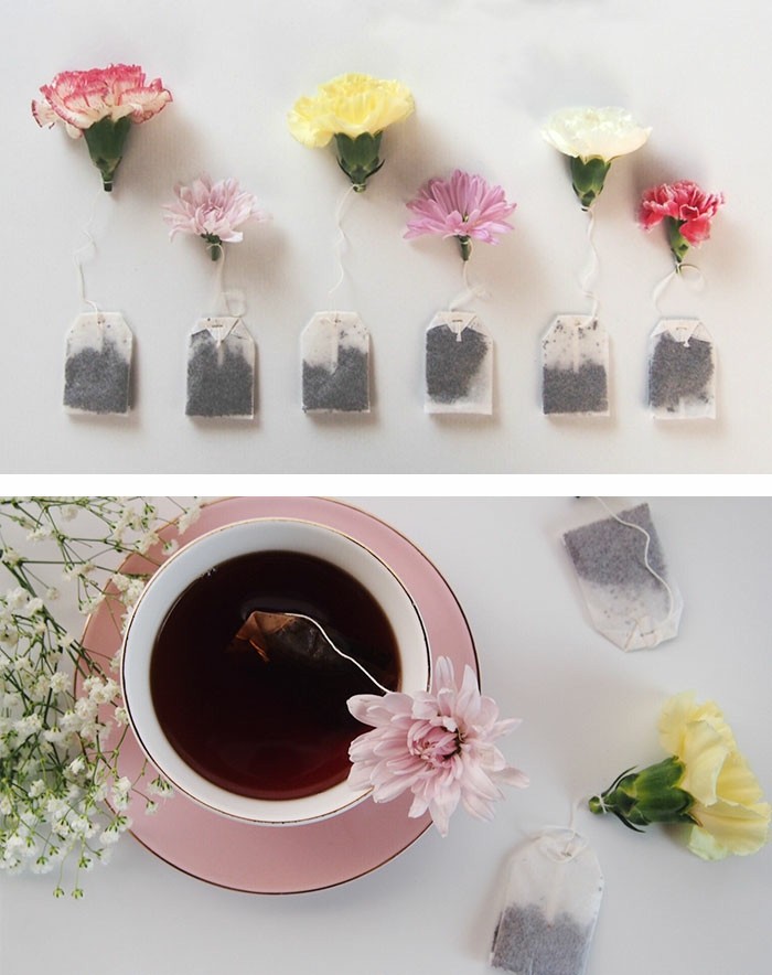 design-thé-vert-sachet-sachet-pour-thé-fleurs