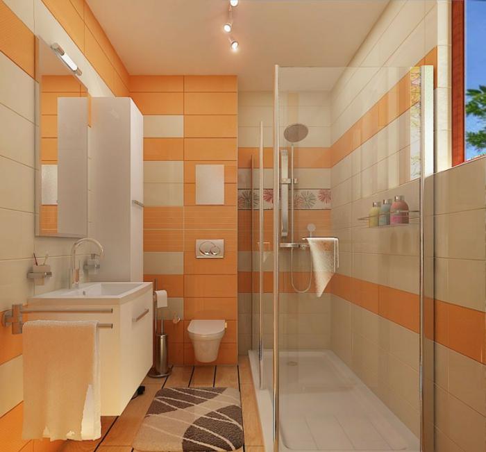 aménagement-petite-salle-de-bains-idée-aménagement-petite-salle-de-bains-orange