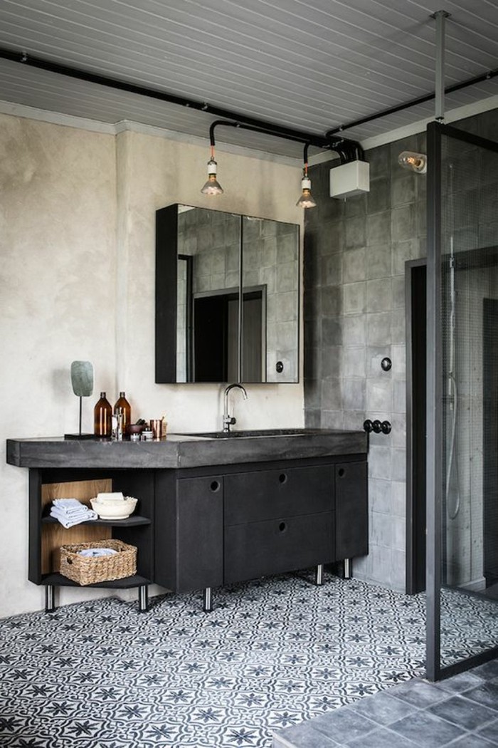 salle-de-bain-anthracite-foncé-carrelage-mosaique-blanc-noir-meubles-industriel-couleur-salle-de-bain-blanc-noir