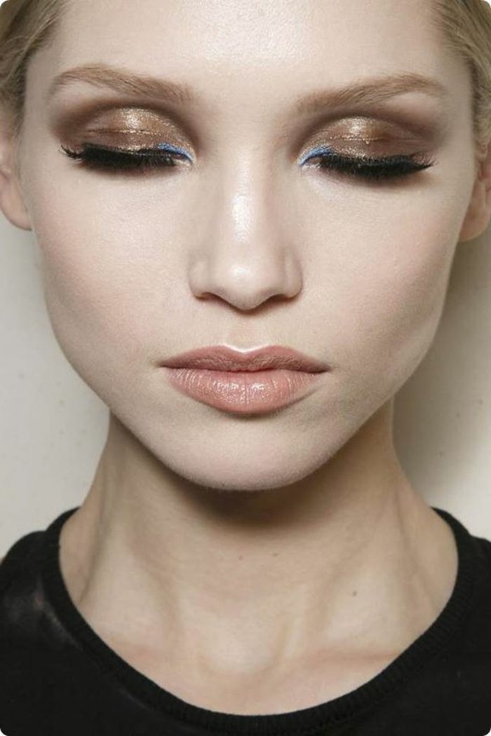 00-maquillage-en-or-smokey-eye-maquillage-année-60-maquillage-en-or-idees-tuto