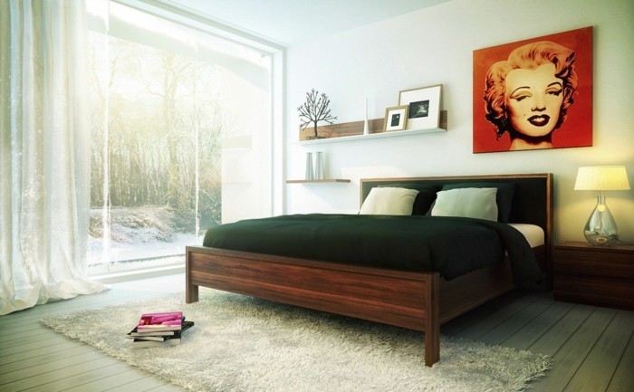 15.idée-de-design-chambre-adulte-style-simple-sobre-grand-lit-bois-grandes-fenêtres-lampe-petite-étagère