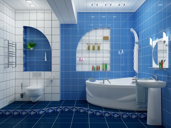 modele-salle-de-bain-en-bleu-idée-carrelage-salle-de-bain-en-bleu-et-blanc-ambiance-spa