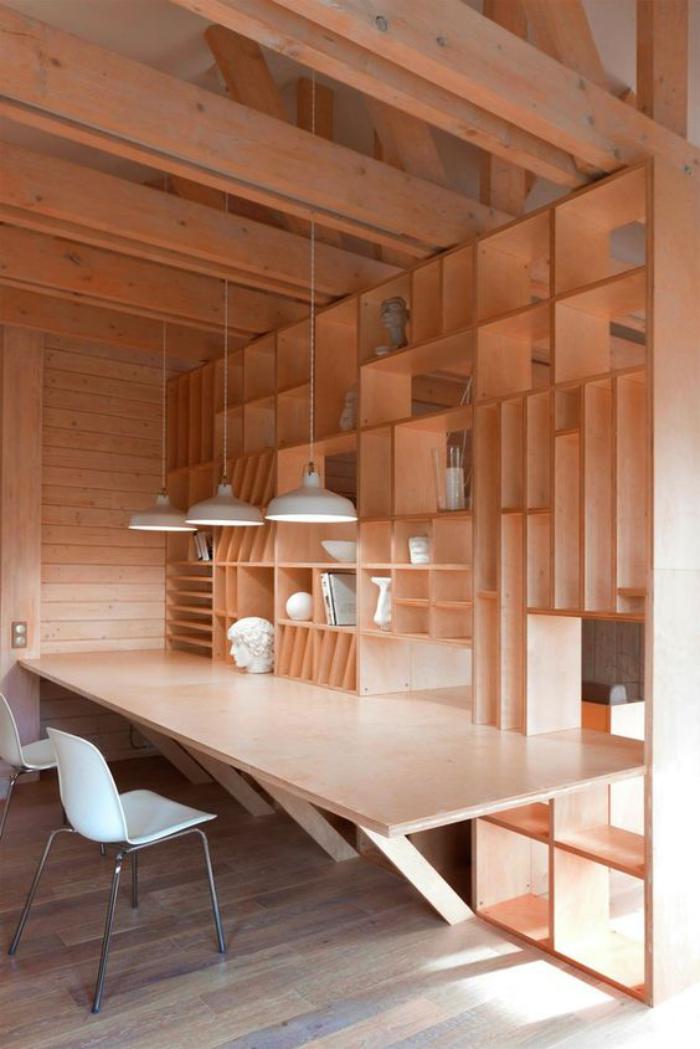 bureau-design-joli-intérieur-bureau-avec-étagère-en-bois