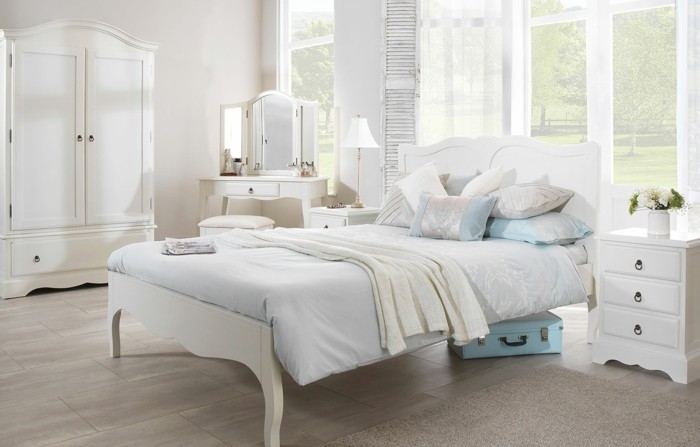 chambre-vintage-scandinave-meubles-blancs-en-bois-style-vintage-simple, raffiné-modèle-chambre-adulte-vintage