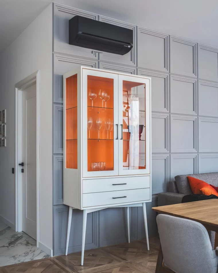 deco salon exemple comment associer le gris avec quelle couleur buffet blanc orange