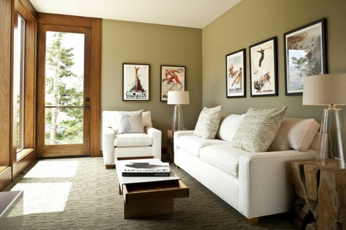 idée-déco-petit-salon-style-épuré-simple-fauteuil-canapé-blancs-jolie-déco-murale-petite-table-multifonctions
