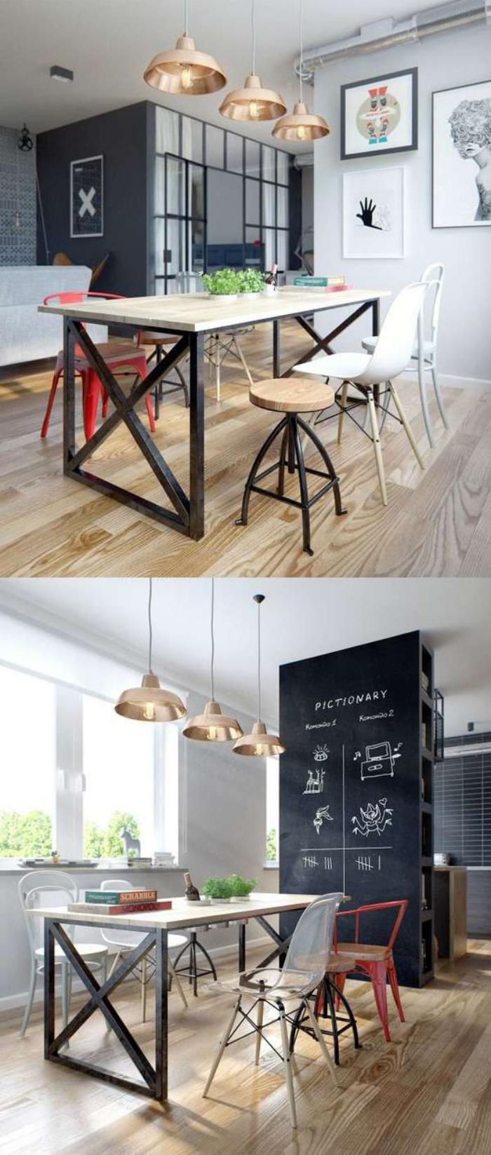 salle-à-manger-style-industriel-table-haute-style-indus-et-chaises-de-bar
