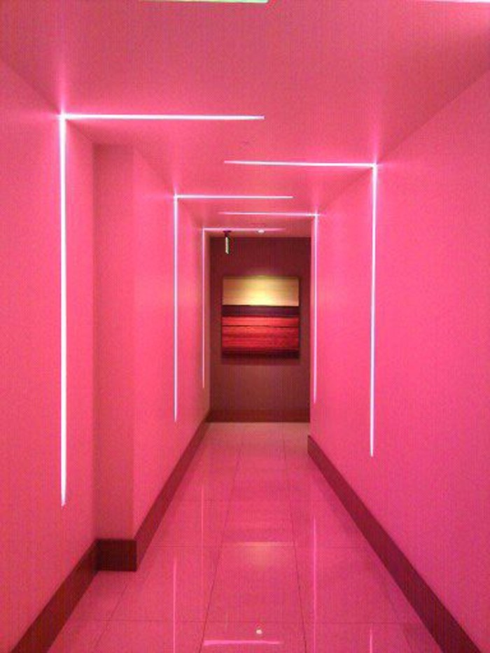 17-Papier peint pour couloir. Couleur rose.
