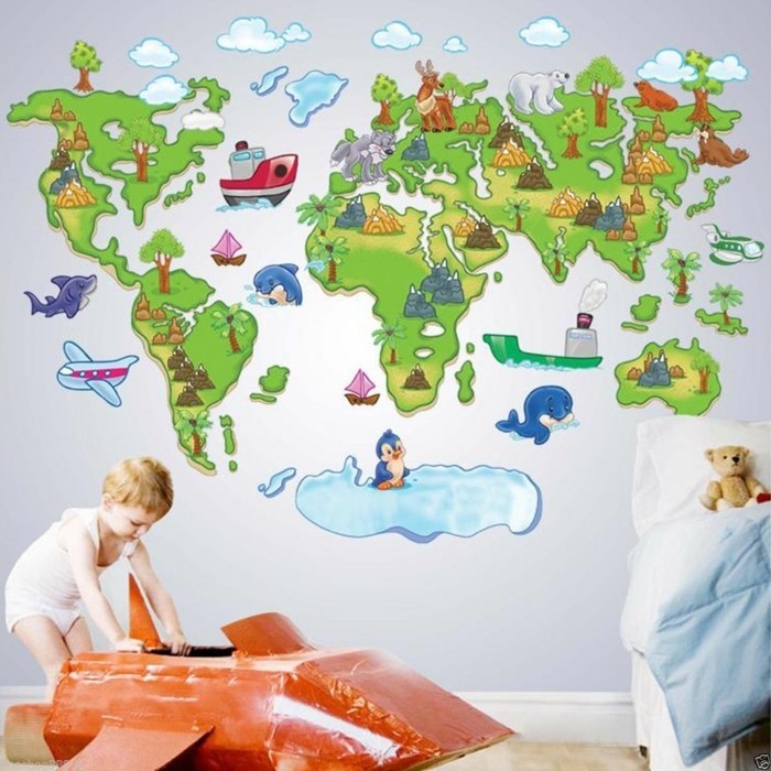 deco-chambre-enfant-stickers-muraux-3D-représentant-les-sept-continents-un-univers-où-l-enfant-peut-jouer-tout-en-apprenant