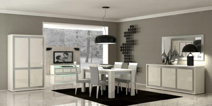 decoration-salle-a-manger-grise-déco-en-blanc-noir-et-gris-style-sobre