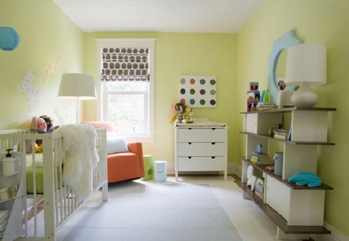 peinture-chambre-bebe-vert-meubles-blancs-une-chambre-très-commode