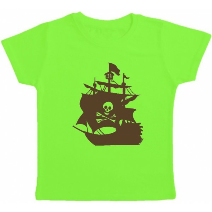 t-shirt-personnalisé-enfant-Kibule-com-vert-avec-un-bateau-pirate-resized