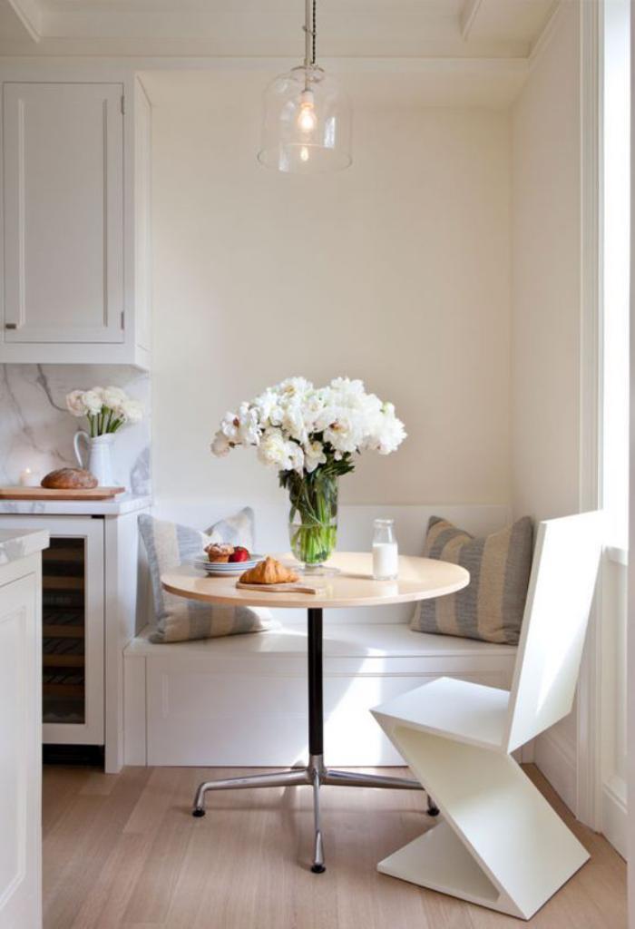 table avec banquette banc de coin pour cuisine table ronde