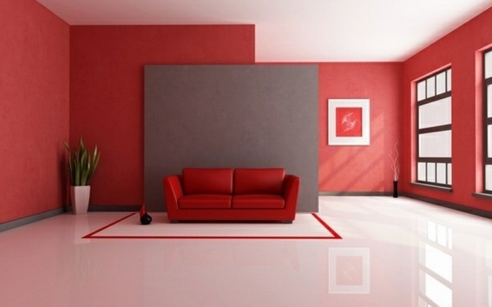 formidable-idee-peinture-salon-rouge-canape-rouge-plus-un-mur-gris