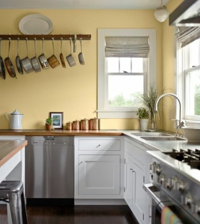magnifique-suggestion-peinture-cuisine-jaune-clair-meubles-en-blanc-arrangement-cuisine-très-esthétique