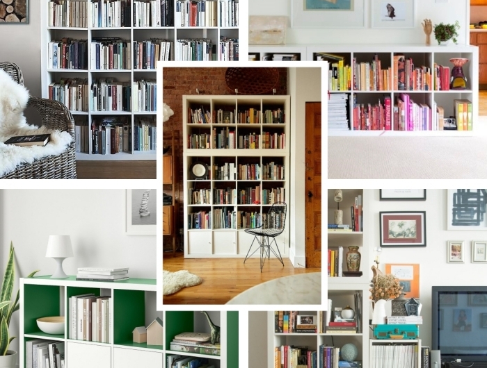 idée bibliothèque minimaliste rangement livres collection meuble ikea étagère blanche configuration