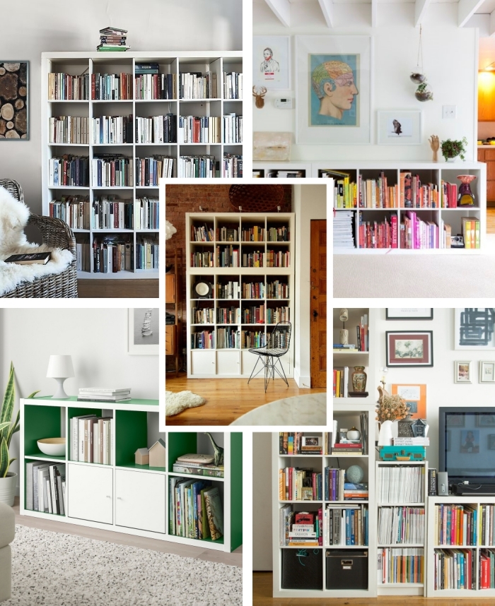 idée bibliothèque minimaliste rangement livres collection meuble ikea étagère blanche configuration