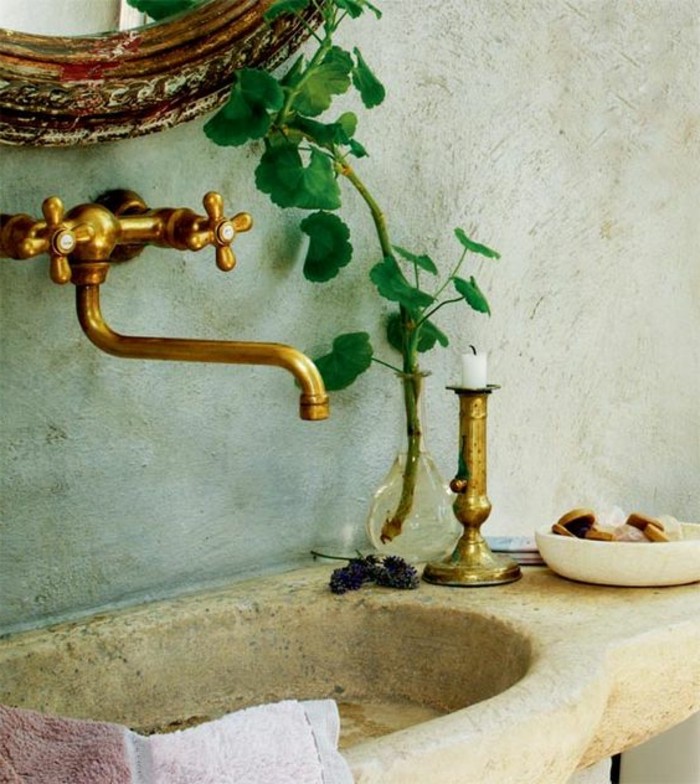 vasque-salle-de-bain-dore-vert-fleur-miroir