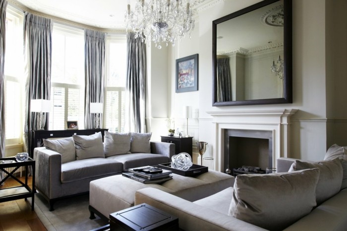 deco-salon-blanc-avec-des-elements-deco-gris-rideaux-gris-lustre-elegant-salon-de-luxe