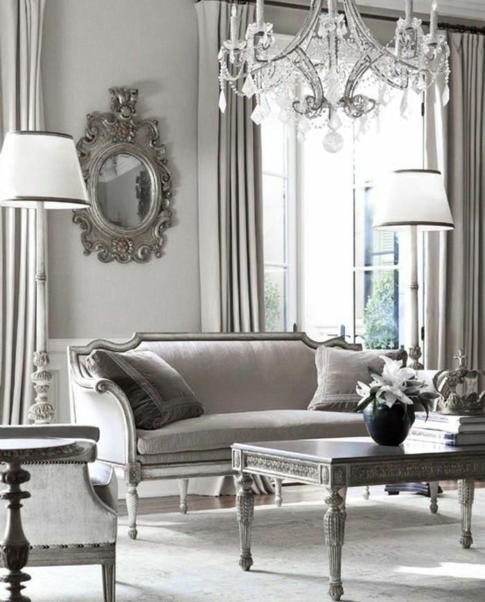 deco-salon-gris-somptueuse-mobilier-vintage-tres-elegant-raffinement-et-exuberence-des-details