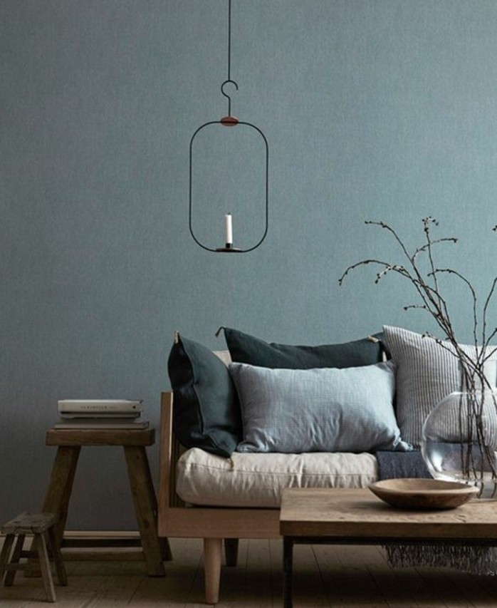 deco-salon-moderne-couleur-peinture-salon-gris-vert-meubles-en-bois-style-vintage-ambiance-naturelle