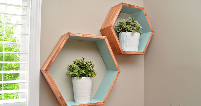 etagere-murale-cube-bois-design-hexagone-hexagonale-turquoise