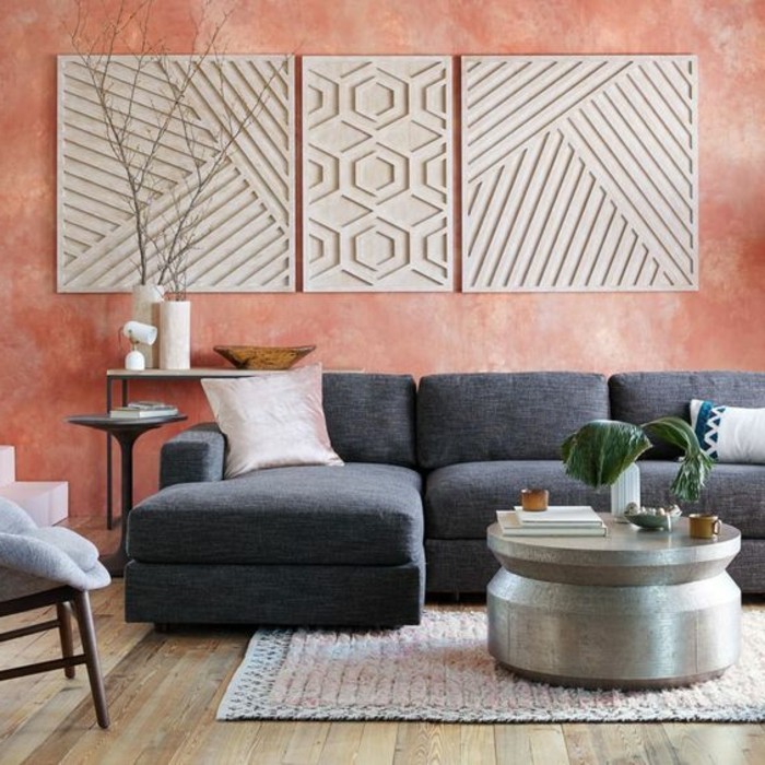 idee-peinture-salon-en-rose-canape-gris-tapis-colore-sol-en-parquet-table-ronde