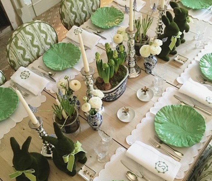 tres-jolie-deco-table-paques-en-vert-sur-le-theme-lapin-de-paques-idee-extremement-originale