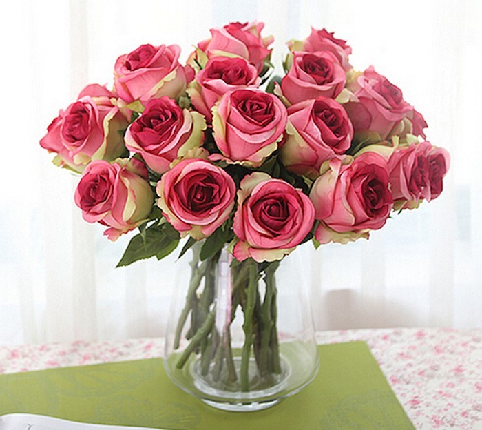 bouquet-fausse-fleurs-rose-artificielle-plante-plastique-faux