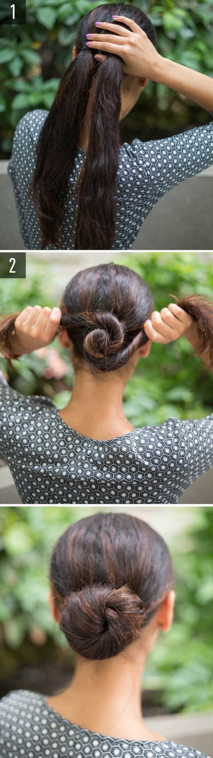 chignon-bas-facile-chignon-avec-deux-parties-des-cheveux