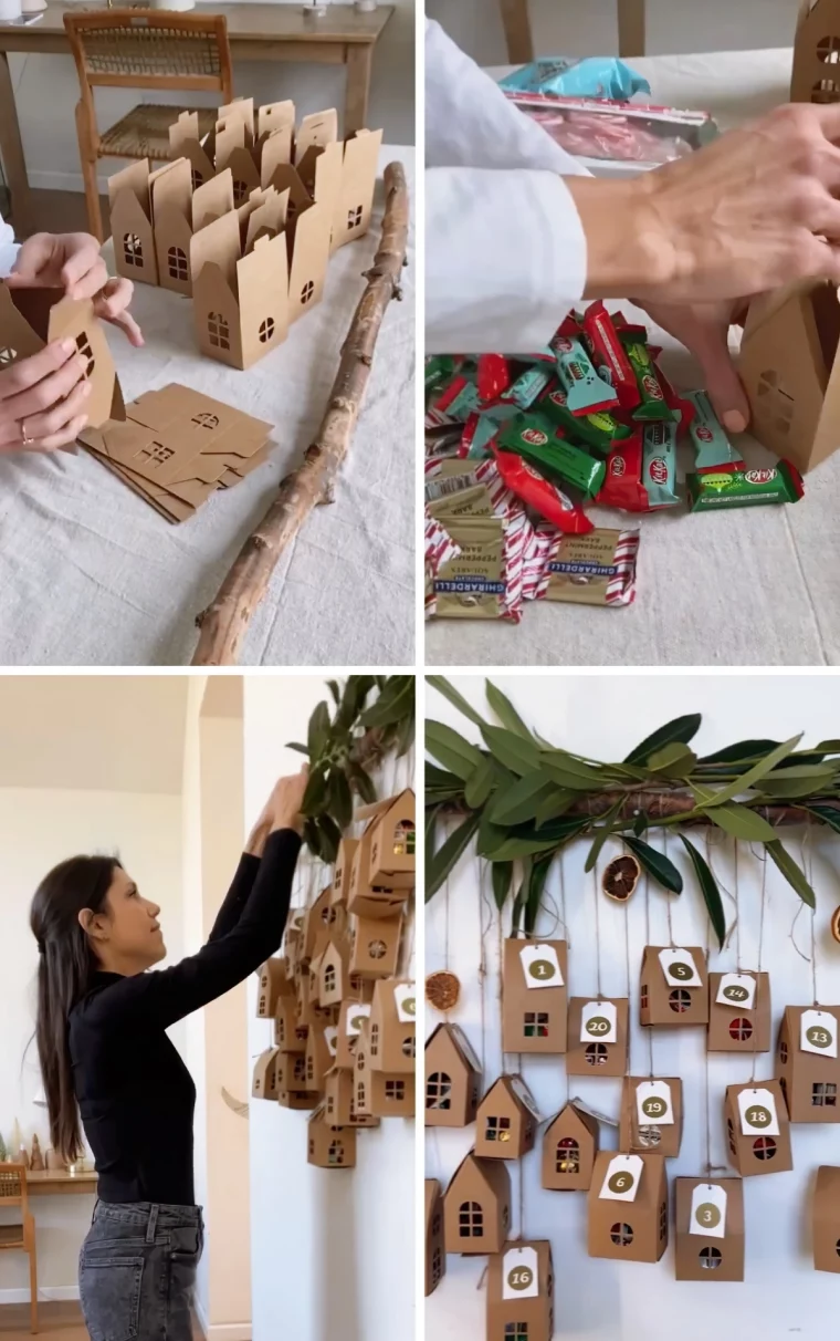 diy suspension murale deco de noel a faire avec branches calendrier