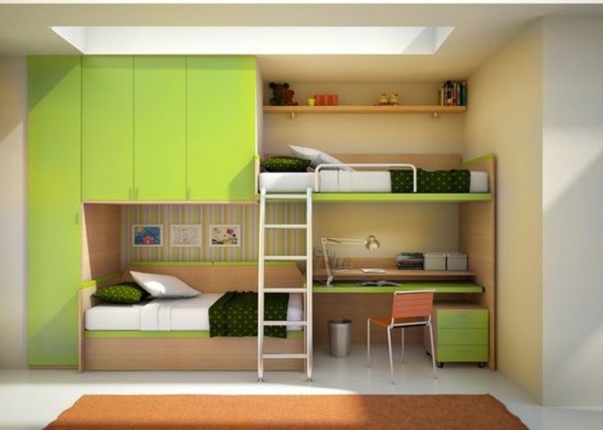 lit-en-hauteur-avec-bureau-lit-en-vert-lits-de-hauteurs-differentes