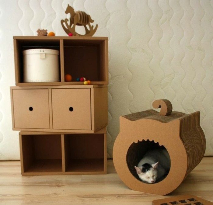 meuble-de-rangement-et-niche-pour-chat-en-carton-une-superbe-idee-de-meuble-en-carton-a-fabriquer