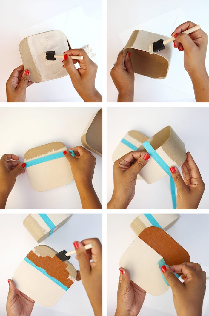 comment repeindre une boite de carton, idee fabrication boîte à souvenirs avec photos instagram, cadeau diy