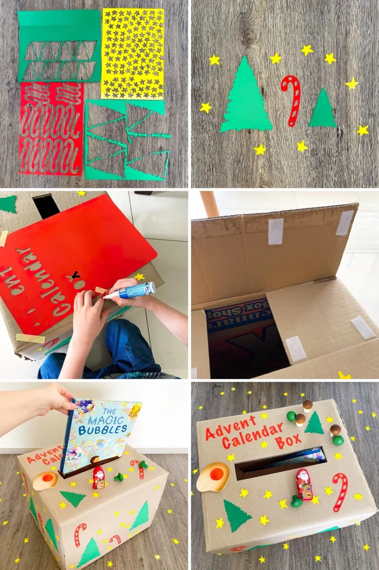 tuto activite manuelle maternelle noel boite carton surprises cadeaux