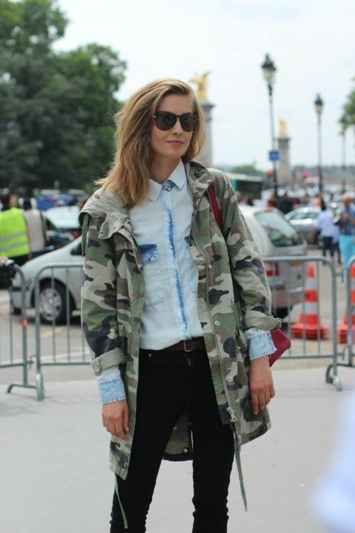 veste-style-militaire-femme-longue-chemise-en-jean