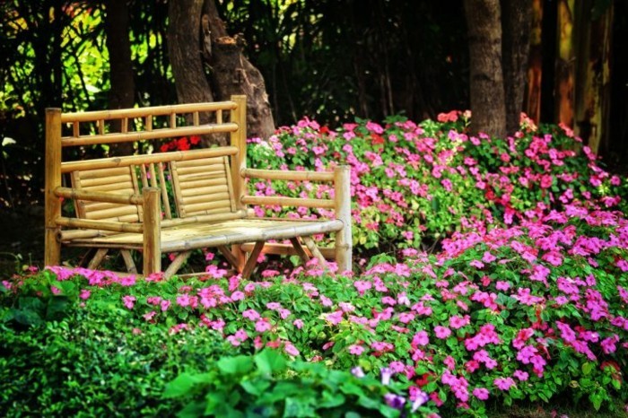 bambou-en-jardiniere-banc-ideale-pour-de-repos-en-plein-air-fleurs-violettes