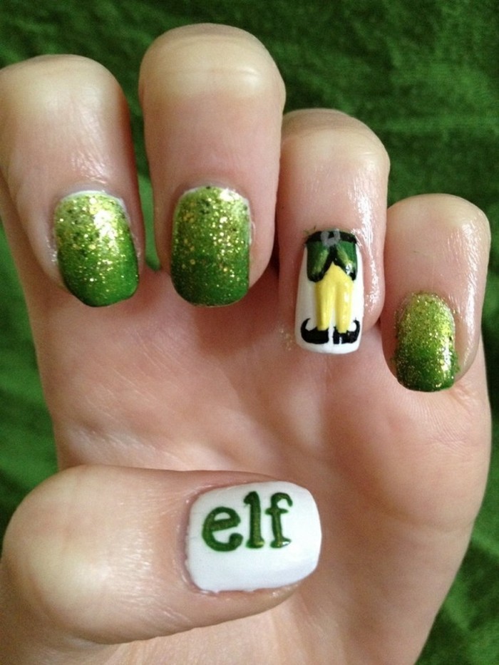 belle-idee-nail-art-hiver-ongles-pour-noel-vert-elf