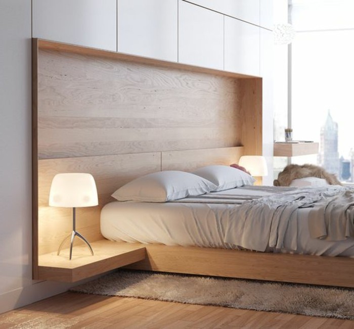 chambre-a-coucher-design-bois-clair-idee-deco-chambre-ado-tapis-marron-beige-sol-en-bois-clair-lampe-de-lecture