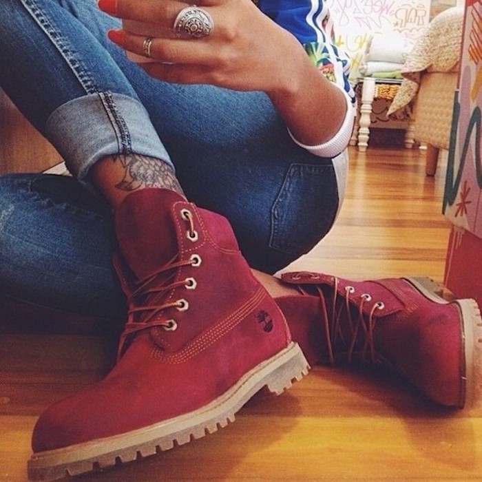 timberland montante rouge