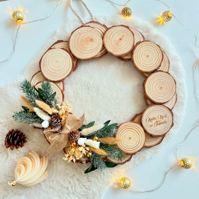 couronne de noel en bois de rondin