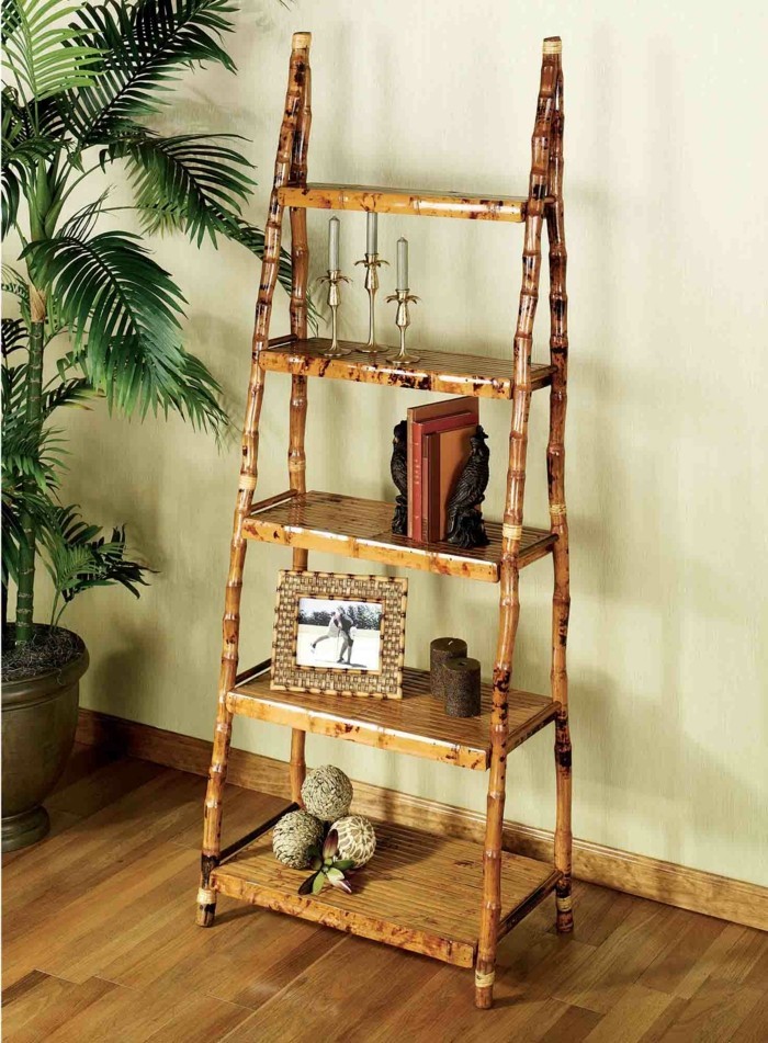 deco-bambou-etagere-pour-le-salon-cadre-photo-livre-bougies-plante