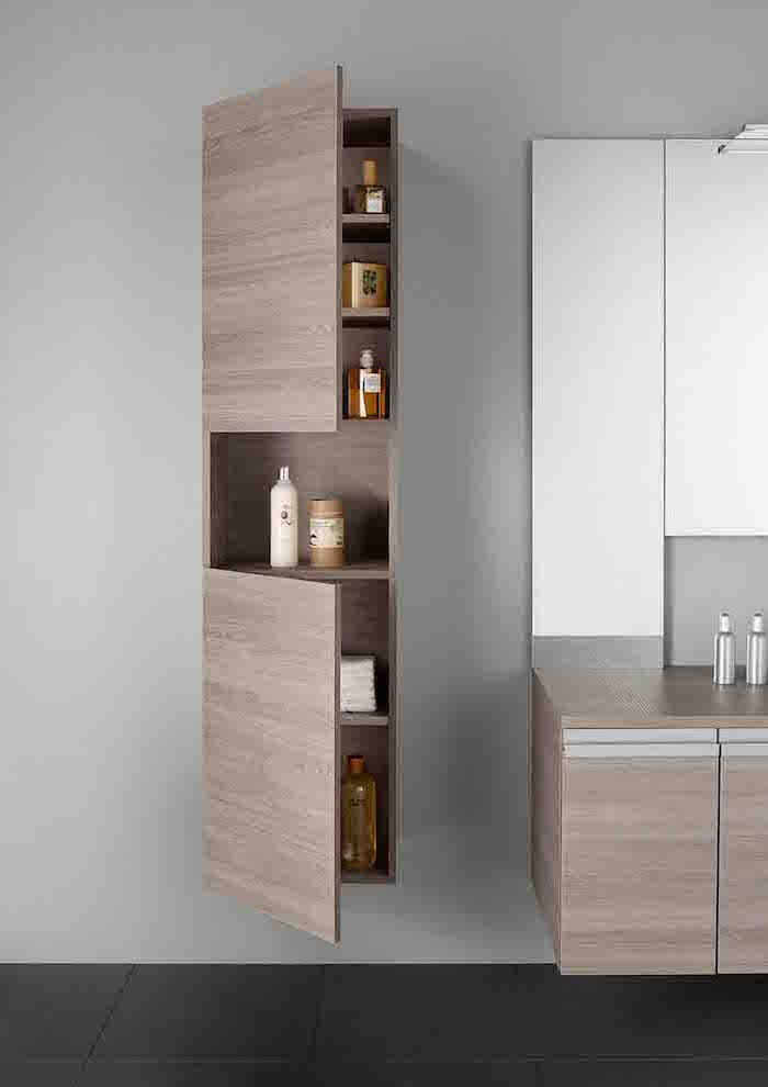 meuble salle de bain colonne etagere murale suspendue en bois cuisine design