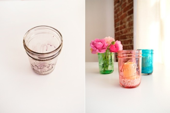 1que-faire-avec-des-pots-de-yaourt-en-verre-bougeoir-vase-fleurs-fraîches-en-rose-et-orange